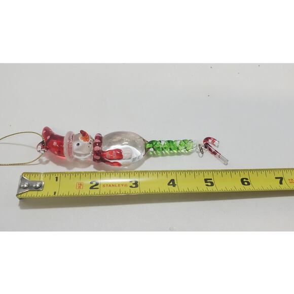 Hand Blown Glass Snowman Ornament Polka Dot Hat, PREOWNED, EUC - Picture 5 of 5